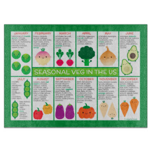USA Seasonal Vegetables Chart Schneidebrett