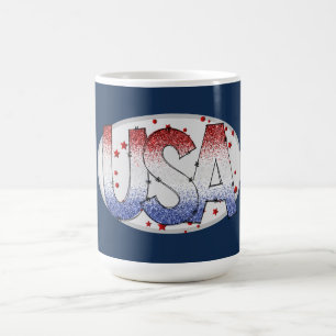 USA Shimmer und Stars Word Art Kaffeetasse