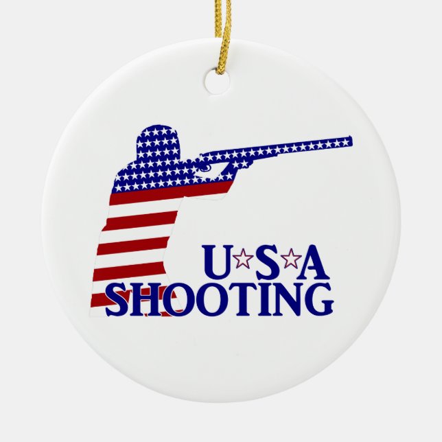 USA Shooting (Red White and Blue Rifle) Keramik Ornament (Vorne)