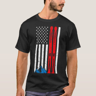 USA Ski American Flag Skifahrer Winter Sports M T-Shirt