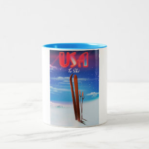 USA-Ski-Reiseposter Zweifarbige Tasse