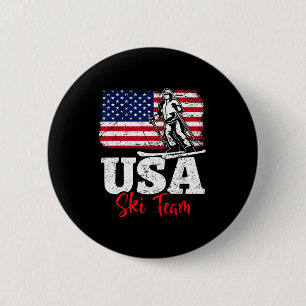 USA-Ski-Team Amerika Skifahren Wintersport Skifahr Button