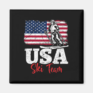 Usa Ski Team Amerika Skifahren Wintersport Usa Ski Magnet