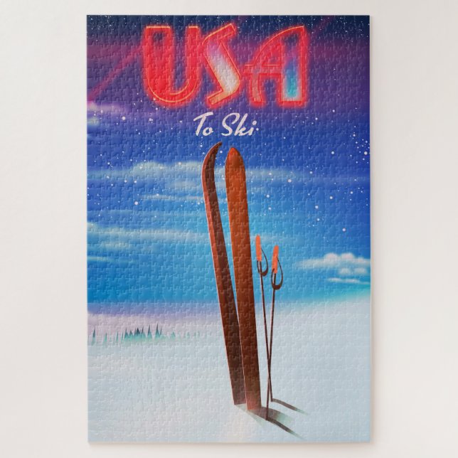 usa Skifahrplakat Puzzle (Vertikal)