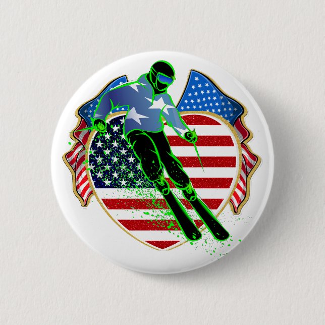 USA SKIING BUTTON (Vorderseite)
