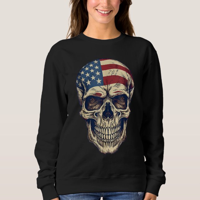 Usa Skull 4th Of Julay Scary Usa Skull Men Kid Wom Sweatshirt (Vorderseite)