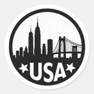 USA Skyline-Silhouette Runder Aufkleber