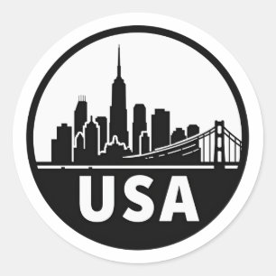 USA Skyline Silhouette Sticker