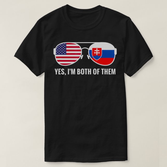 USA Slowakei Flaggensonnenbrille Slowakisches Land T-Shirt (Design vorne)