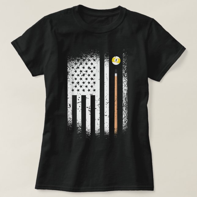 USA Snooker 9 Balls 8 Balls Billiard Spieler T-Shirt (Design vorne)