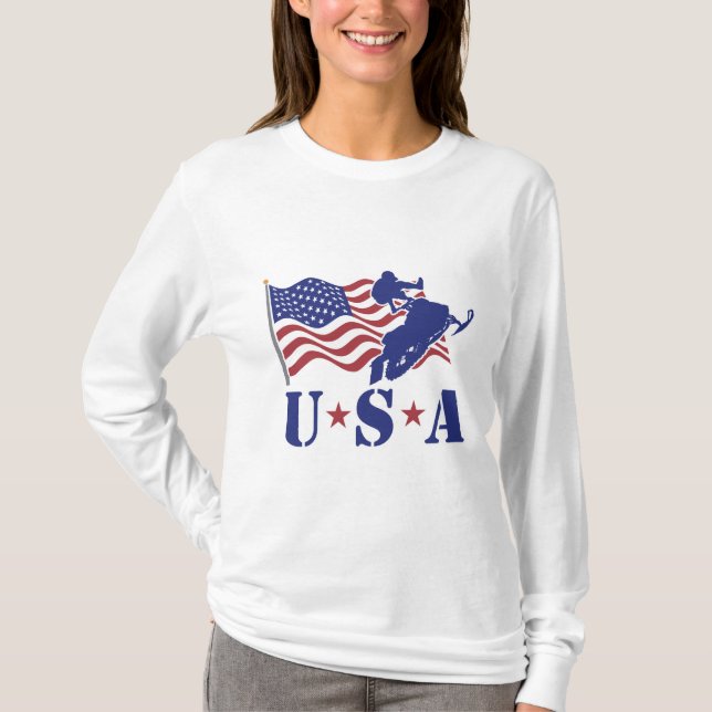 USA Snowmobile langen Hülsen-T - Shirt (Vorderseite)