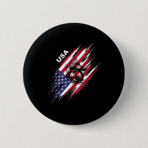 Usa Soccer American Flag Football Button