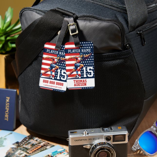 USA Soccer Eagle Athlete Patriotic National Team  Gepäckanhänger (Vorderseite & Rückseite)