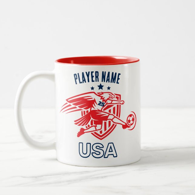 USA Soccer Eagle National Team Patriotic Action Zweifarbige Tasse (Links)