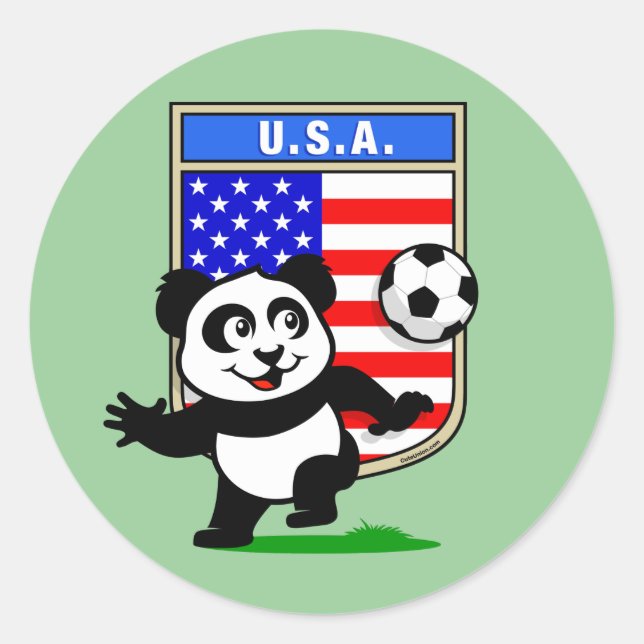 USA Soccer Panda Runder Aufkleber (Vorderseite)