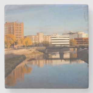 USA, South Dakota, Sioux Falls, City Skyline Steinuntersetzer