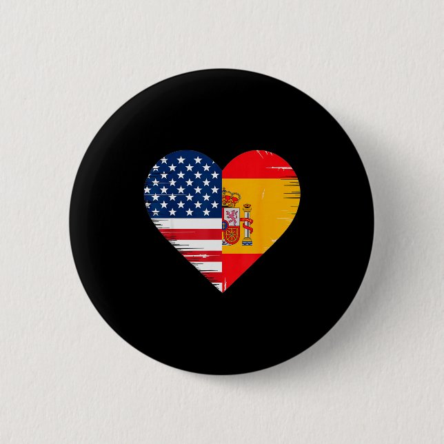 Usa Spain Heart - Dual Citizenship  Button (Vorderseite)