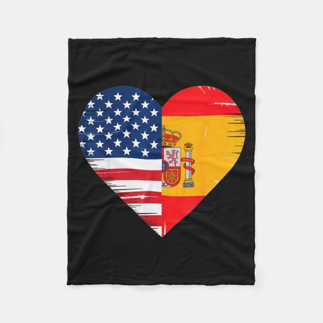 Usa Spain Heart - Dual Citizenship  Fleecedecke (Vorderseite)