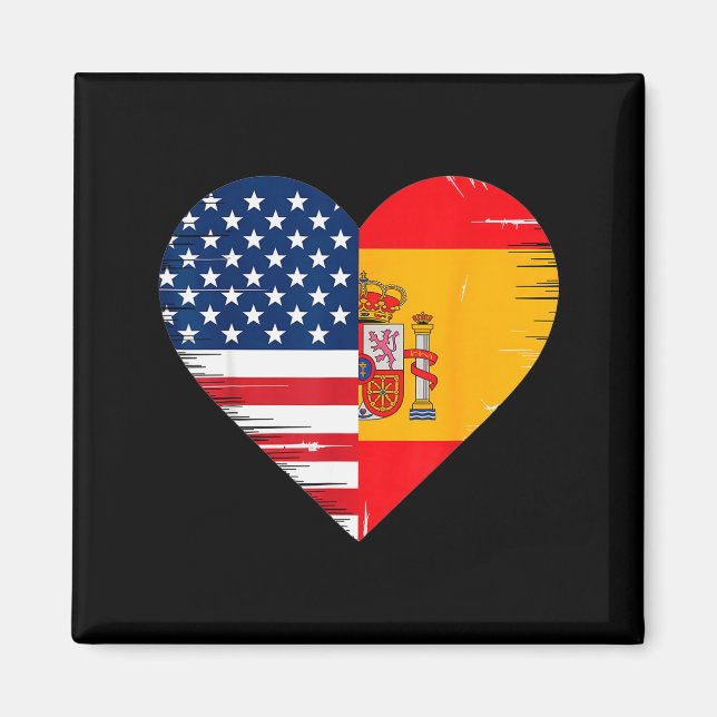 Usa Spain Heart - Dual Citizenship  Magnet (Vorne)