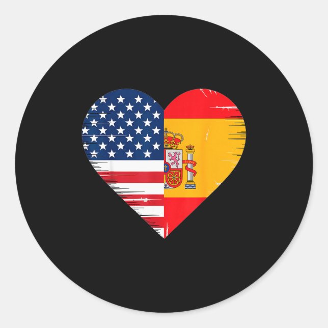 Usa Spain Heart - Dual Citizenship  Runder Aufkleber (Vorderseite)