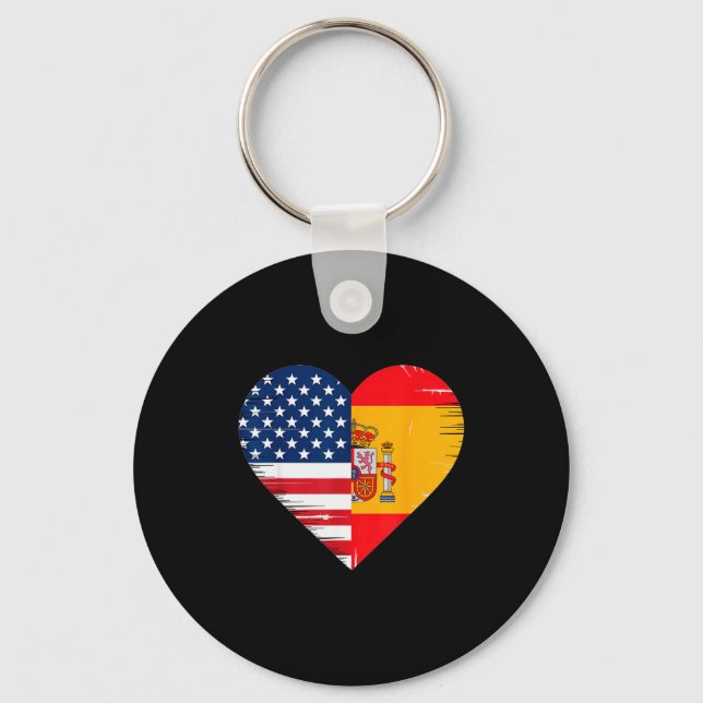 Usa Spain Heart - Dual Citizenship  Schlüsselanhänger (Vorderseite)