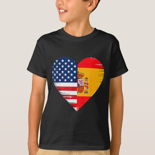 Usa Spain Heart - Dual Citizenship  T-Shirt (Vorderseite)