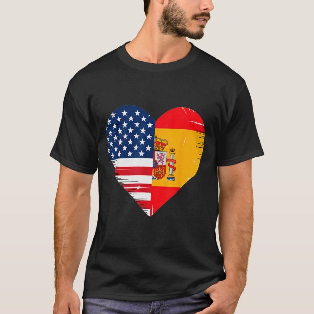 Usa Spain Heart - Dual Citizenship  T-Shirt (Vorderseite)