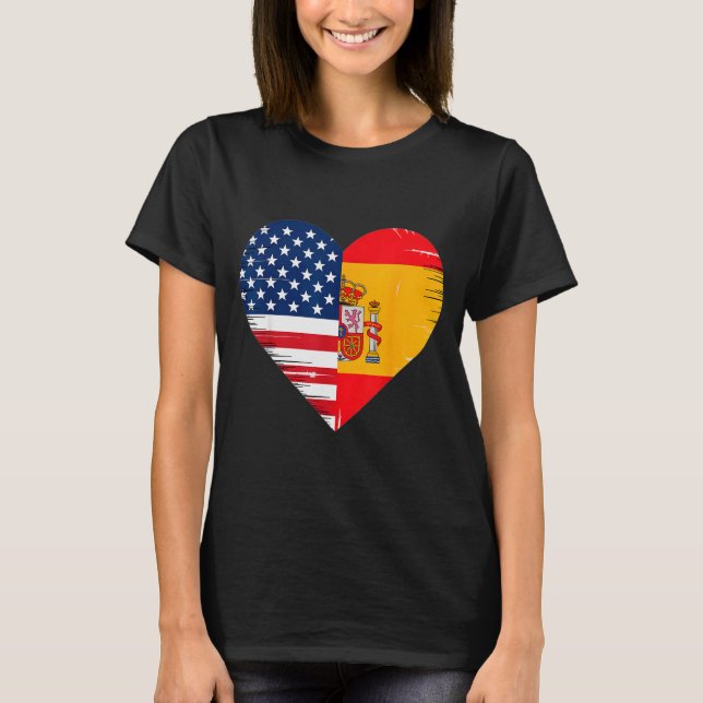 Usa Spain Heart - Dual Citizenship  T-Shirt (Vorderseite)