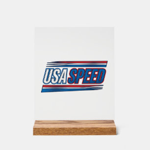 USA-Speed-Racing-patriotisches-vintage-Vektor-Desi Acrylschild