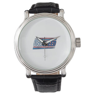 USA-Speed-Racing-patriotisches-vintage-Vektor-Desi Armbanduhr