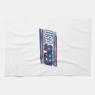 USA-Speed-Racing-patriotisches-vintage-Vektor-Desi Geschirrtuch