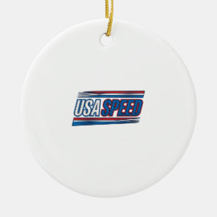 USA-Speed-Racing-patriotisches-vintage-Vektor-Desi Keramik Ornament