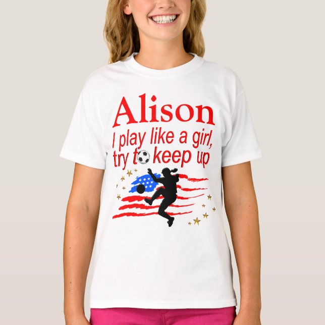 USA SPIELEN WIE EIN MÄDCHEN PERSONALISIERTES SHIRT (Vorderseite)