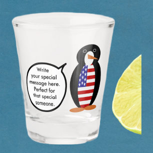 USA sprechende Fräulein Pinguin Personalisiert Schnapsglas
