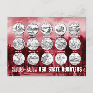 USA Staat Quarters (Coins) 2005 - 2007 Postkarte