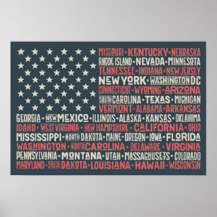 USA  Staaten und Hauptstädte Poster