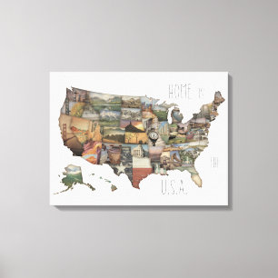 USA-Staats-Collage Leinwanddruck