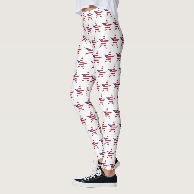 USA Star Pattern mit US Flagge Patriotic Leggings (Links)