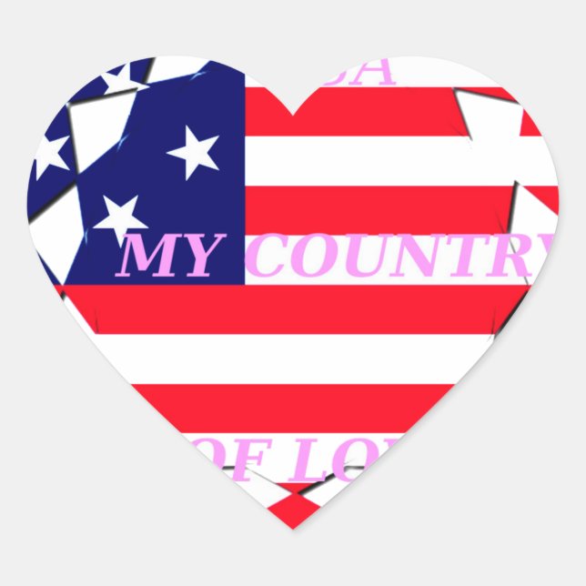 USA Star Spangled Liebe My Country of Liebe Herz-Aufkleber (Vorderseite)