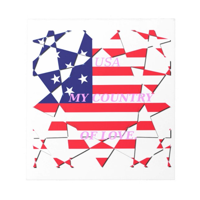 USA Star Spangled Liebe My Country of Liebe Notizblock (Vorderseite)