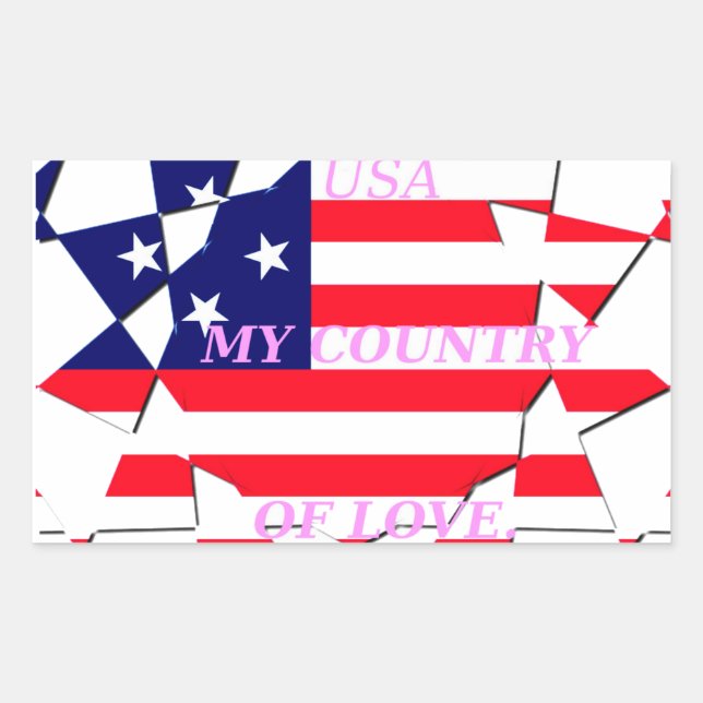 USA Star Spangled Liebe My Country of Liebe Rechteckiger Aufkleber (Vorderseite)