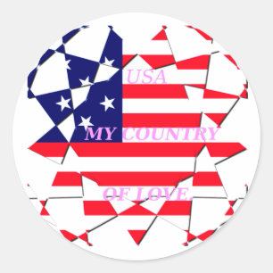 USA Star Spangled Liebe My Country of Liebe Runder Aufkleber