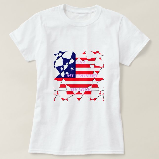 USA Star Spangled Liebe My Country of Liebe T-Shirt (Design vorne)