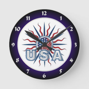 USA Starburst Yin Yang Runde Wanduhr