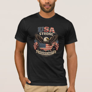 USA Starker Adler Patriotische amerikanische Flagg T-Shirt