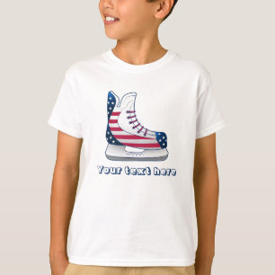 USA Stars and Stripes Hockey Schlittschuh T-Shirt