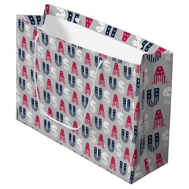 USA Stars & Stripes Große Geschenktüte (Vorderseite Schrägansicht)