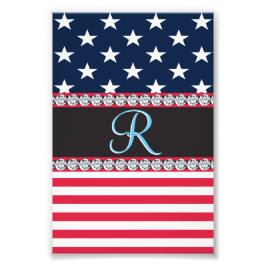 USA Stars Stripes Script Monogram Dazzling Fotodruck