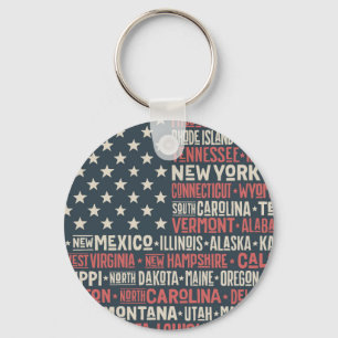 USA  States u. Kapitalien Schlüsselanhänger