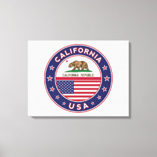 USA_STATES - WITH_FLAG_California_circle_with_flag Leinwanddruck